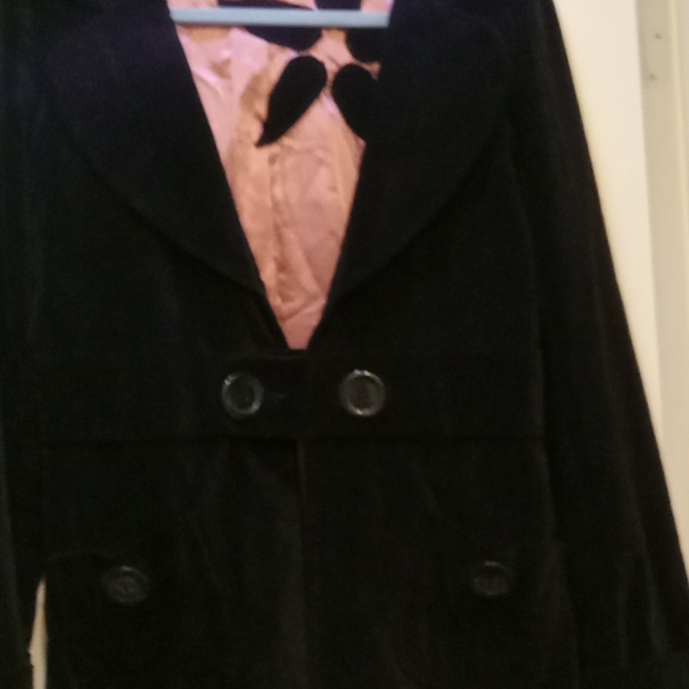 Unique black velvet tulle brand coat